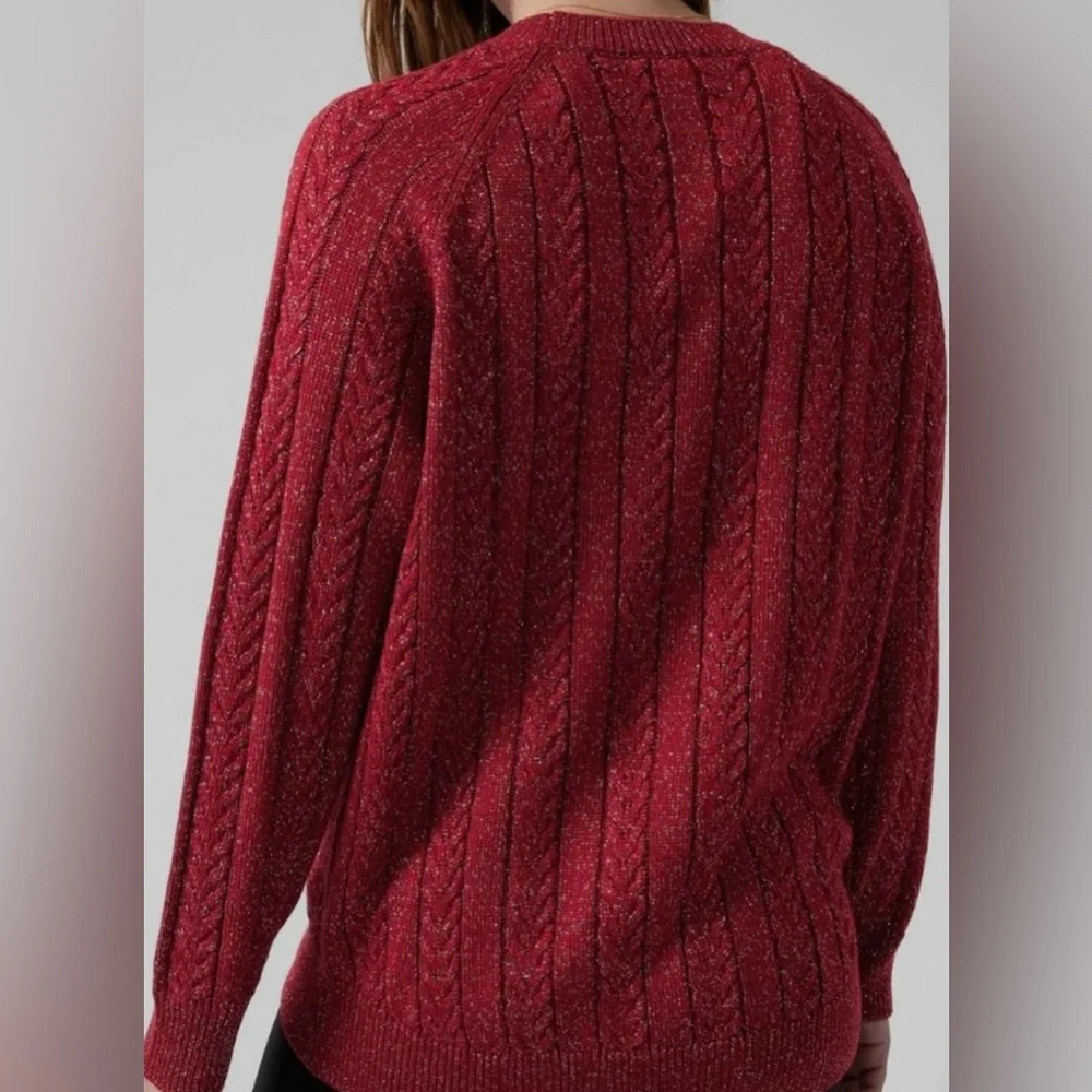 Athleta Crossroads Crew Sweater Red Metallic Size S - Picture 2 of 9